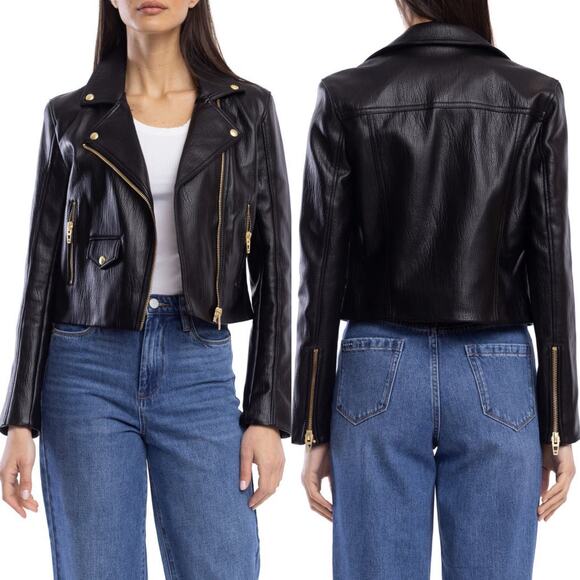 Blank NYC Moto Vegan Faux Leather Biker Motorcycle Jacket in Black Size Medium - Picture 1 of 14